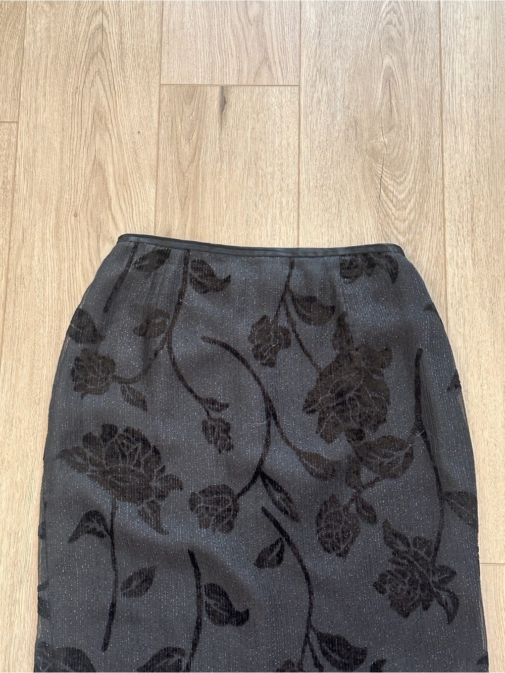 Vintage Liz Claiborne Night floral shimmer midi skirt 12 - Picture 5 of 7